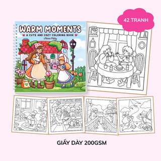 Bộ Tranh Tô Màu Warm Moments 42 Tranh, Giấy dày 200gsm Quyển A4 A5, Phù Hợp Màu Marker, Acrylic, Chì Màu, Sáp Màu