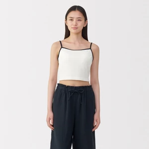 MUJI Áo Bra Camisole Cotton Co Giãn Gân Gợn Sóng Dáng Ngắn