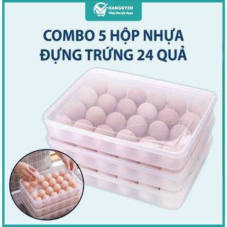 Combo 5 hộp đựng trứng 24 quả có nắp nhựa Việt Nhật bảo quản chắc chắn ms: 6786