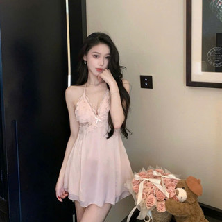 V54 Váy Ngủ Nữ Chất Lụa Latin Cao Cấp Phối Ren Mềm Kèm Lót Đệm Phương Linh Underwear