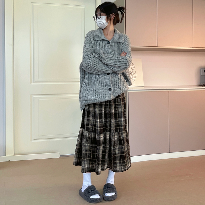 [KH32] Chân Váy Nữ Dáng Chữ A Lưng Cao Họa Tiết Sọc Caro Phong Cách mori Cổ Điển | Khao Boutique