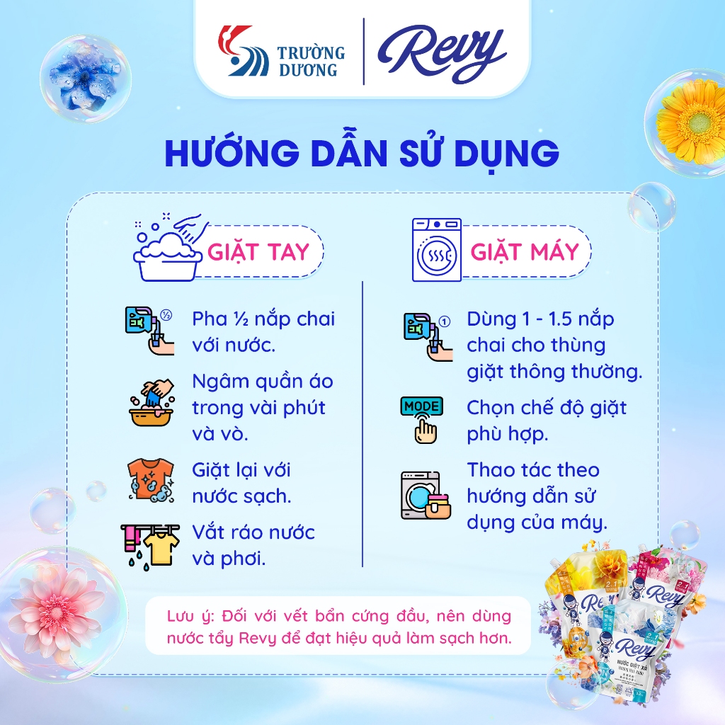 Revy Nước Giặt Xả 2 trong 1-TÚI 3.2kg - Công Nghệ ION Đột Phá Làm Sạch Nhanh Mềm Vải Hương Thơm Mát
