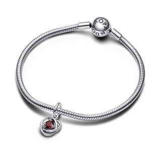Charm Treo Pandora Đính Đá Sắc Đỏ Vô Cực Tháng 1