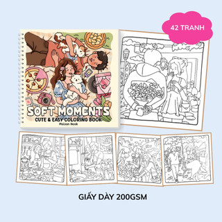 Bộ Tranh Tô Màu Soft Moments 42 Tranh, Giấy dày 200gsm Quyển A4 A5, Phù Hợp Màu Marker, Acrylic, Chì Màu, Sáp Màu