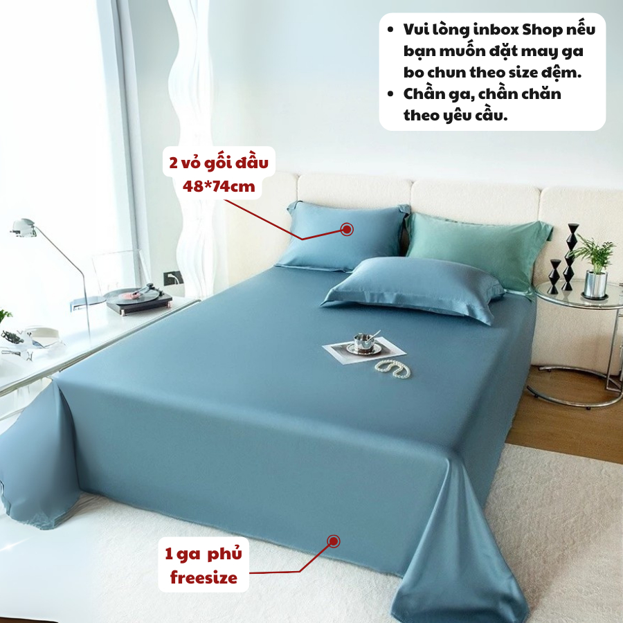 Bộ ga gối tencel lenzing 100s mát lạnh mềm mịn MemMinbedding Luxury đóng gói hộp gọn gàng sang trọng - (GG37)