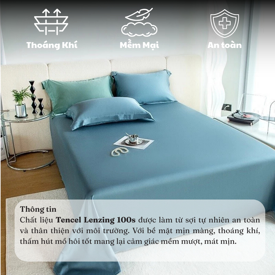 Bộ ga gối tencel lenzing 100s mát lạnh mềm mịn MemMinbedding Luxury đóng gói hộp gọn gàng sang trọng - (GG37)
