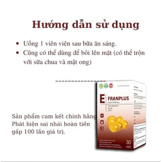 Vitamin E Đỏ FRANPLUS Hỗ Trợ Làm Đẹp Da, Trắng Da, Hạn Chế Lão Hóa, Nám Sạm Chính Hãng