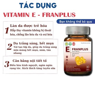 Vitamin E Đỏ FRANPLUS Hỗ Trợ Làm Đẹp Da, Trắng Da, Hạn Chế Lão Hóa, Nám Sạm Chính Hãng