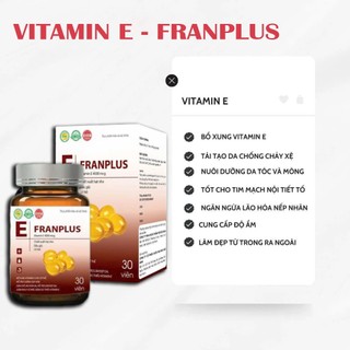 Vitamin E Đỏ FRANPLUS Hỗ Trợ Làm Đẹp Da, Trắng Da, Hạn Chế Lão Hóa, Nám Sạm Chính Hãng