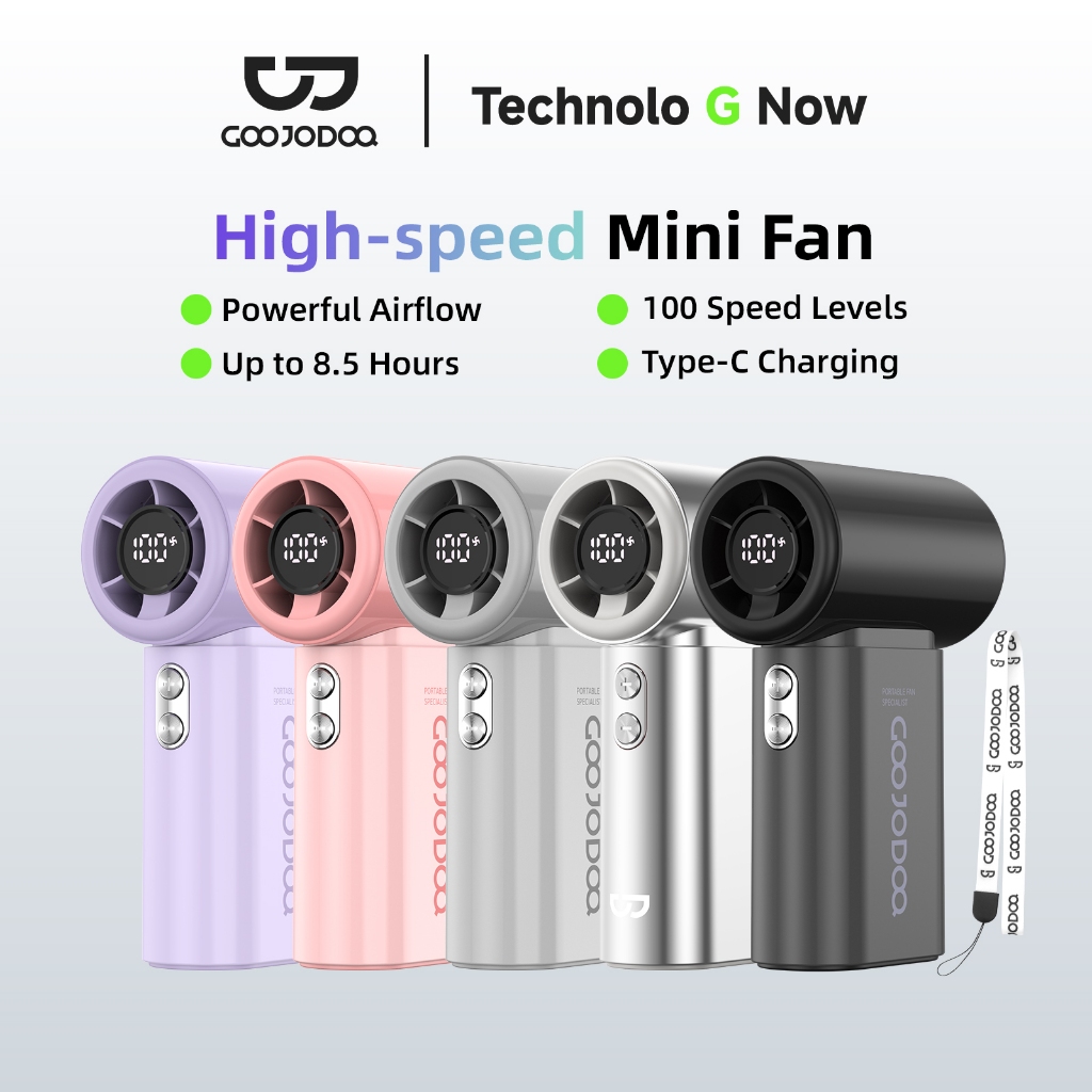 Quạt bỏ túi MINI turbo tốc độ cao GOOJODOQ 4000mAh Công suất gió tăng cường 10x kèm dây đeo di động