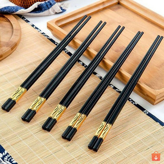 Combo 3 hộp đũa ăn cơm mạ vàng sang trọng chống trơn trượt chịu nhiệt cao cấp