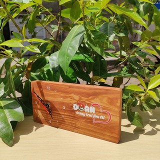 [Sỉ_90k] Đồng Hồ Gỗ Tự Nhiên Để Bàn - Đồng Hồ Gỗ Kim Trôi In Logo Theo Yêu Cầu - Đồng Hồ Gỗ Decor