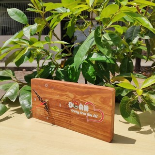 [Sỉ_90k] Đồng Hồ Gỗ Tự Nhiên Để Bàn - Đồng Hồ Gỗ Kim Trôi In Logo Theo Yêu Cầu - Đồng Hồ Gỗ Decor