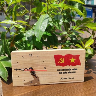 [Sỉ_90k] Đồng Hồ Gỗ Tự Nhiên Để Bàn - Đồng Hồ Gỗ Kim Trôi In Logo Theo Yêu Cầu - Đồng Hồ Gỗ Decor