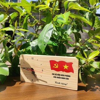 [Sỉ_90k] Đồng Hồ Gỗ Tự Nhiên Để Bàn - Đồng Hồ Gỗ Kim Trôi In Logo Theo Yêu Cầu - Đồng Hồ Gỗ Decor