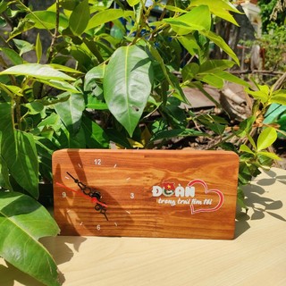 [Sỉ_90k] Đồng Hồ Gỗ Tự Nhiên Để Bàn - Đồng Hồ Gỗ Kim Trôi In Logo Theo Yêu Cầu - Đồng Hồ Gỗ Decor