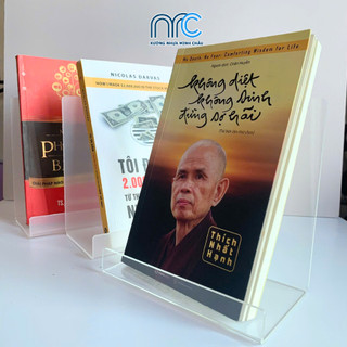 Combo 2 Kệ Mica để sách, Giá sách mica để bàn, Kệ sách đựng sách đứng trang trí bàn học - Mica trong suốt