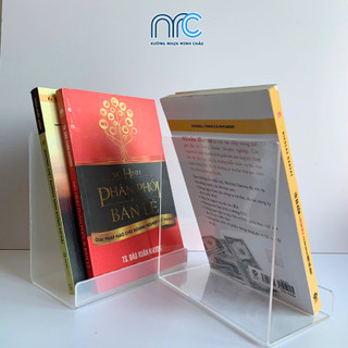 Combo 2 Kệ Mica để sách, Giá sách mica để bàn, Kệ sách đựng sách đứng trang trí bàn học - Mica trong suốt