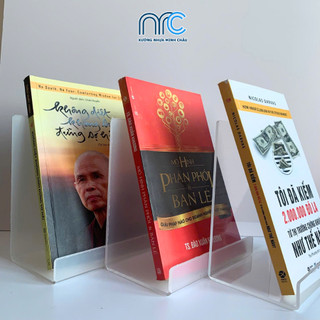 Combo 2 Kệ Mica để sách, Giá sách mica để bàn, Kệ sách đựng sách đứng trang trí bàn học - Mica trong suốt