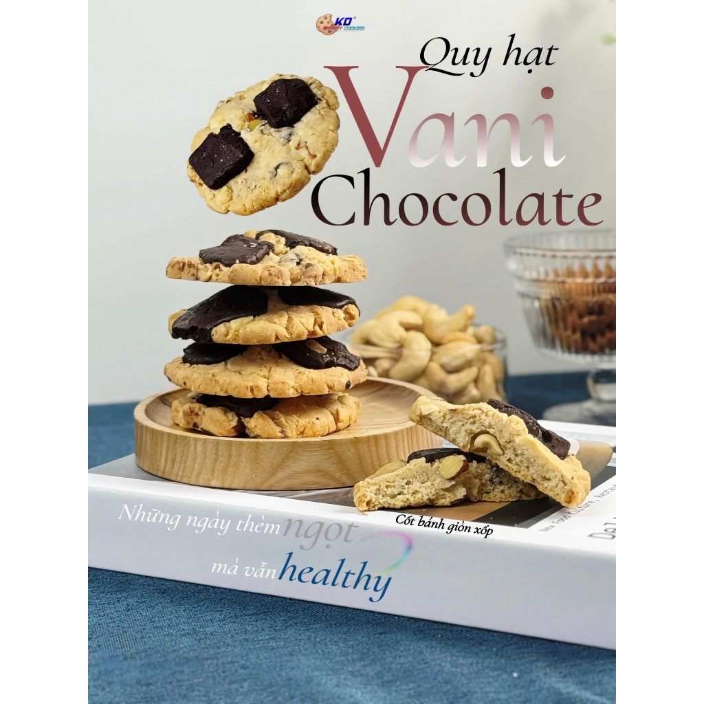 Bánh quy hạt, giòn thơm, giàu dinh dưỡng KD Shop vị vani socola 10 cái/ hộp 360g