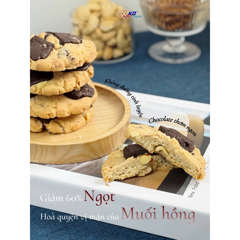 Bánh quy hạt, giòn thơm, giàu dinh dưỡng KD Shop vị vani socola 10 cái/ hộp 360g