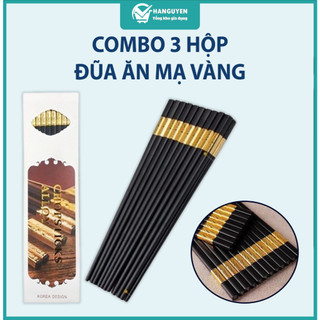 Combo 3 hộp đũa ăn cơm mạ vàng sang trọng chống trơn trượt chịu nhiệt cao cấp