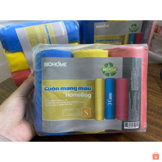 Combo 5 túi rác tự hủy sinh học Eco cuộn nhiều màu có mùi hương dai bền 1kg