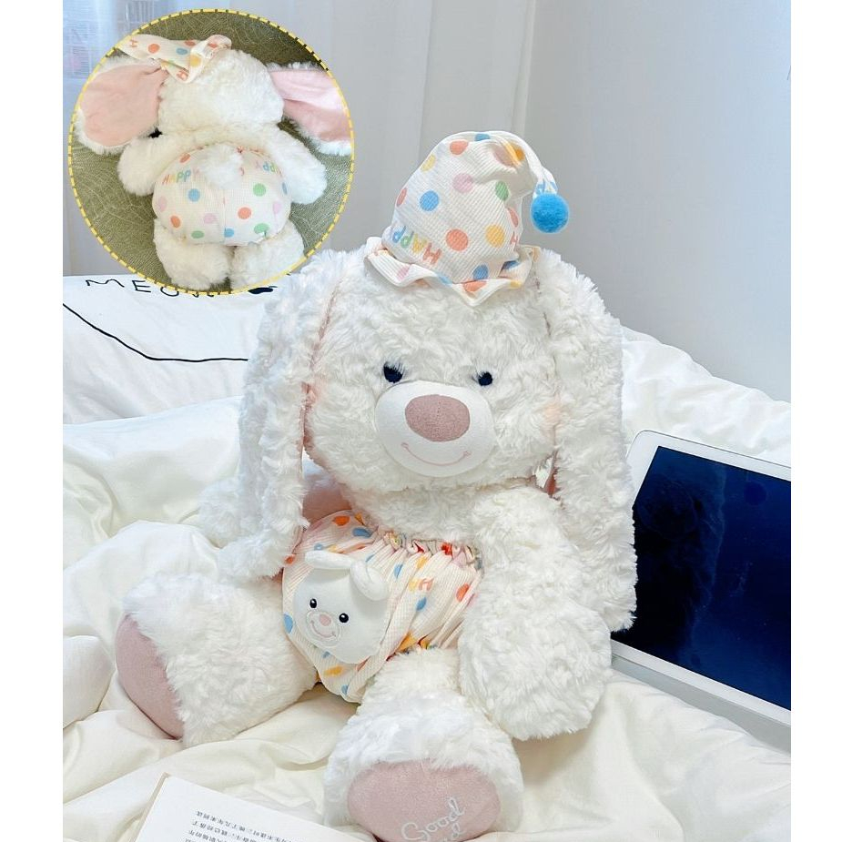 Gấu bông teddy mặc đồ ngủ dễ thương, Thú nhồi bông teddy lông xù làm gấu ôm ngủ cho bé, mọi người, Bobesu