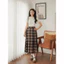 Chân váy xoè caro dáng dài xếp ly eo chun khóa thanh lịch vintage cá tính | Khao Boutique