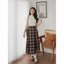 Chân váy xoè caro dáng dài xếp ly eo chun khóa thanh lịch vintage cá tính | Khao Boutique