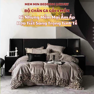 Bộ chăn ga gối nỉ nhung mềm ấm áp MemMinbedding Luxury thiết kế đơn giản sang trọng quý phái - (TỔNG HỢP 18 )