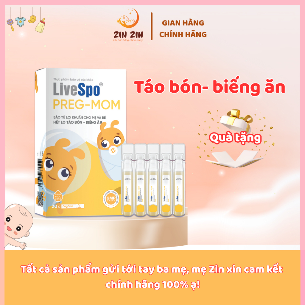 LiveSpo Pregmom (20 ống) - Men vi sinh bào tử lợi khuẩn cho bé táo bón, biếng ăn, rối loạn tiêu hóa