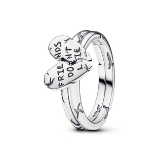 Nhẫn Stranger Things x Pandora "Friends Don't Lie" Trái Tim Tách Đôi