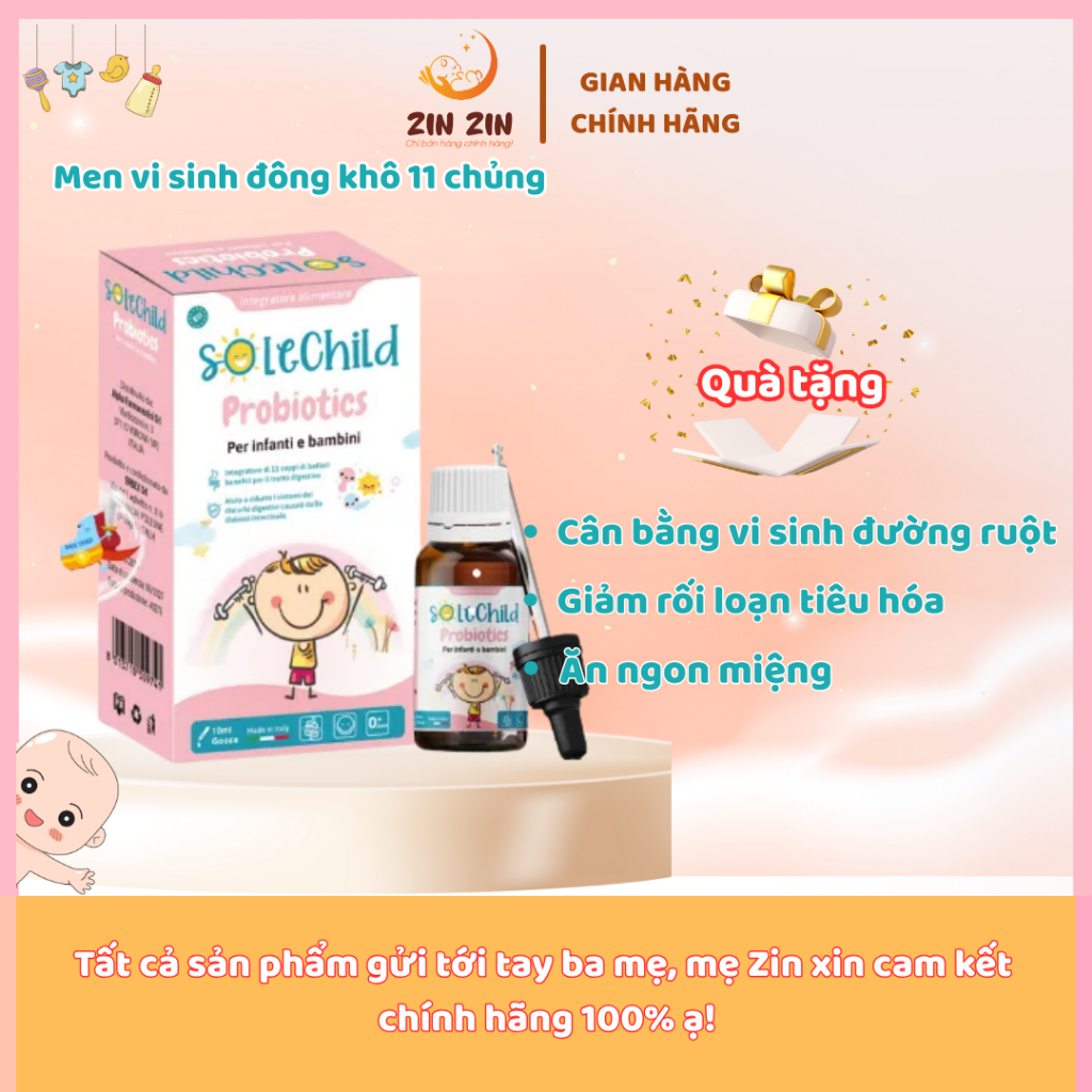 Men Vi Sinh 11 Chủng Từ Ý Cho Bé SoleChild Probiotics 10ml Cân Bằng Đường Ruột Tiêu Hóa Khỏe Mạnh