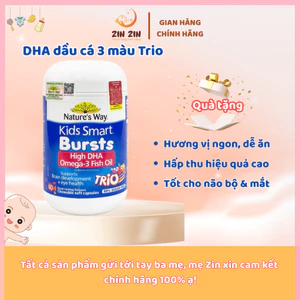 DHA Dầu Cá Ba Màu Nature's Way Omega-3 Fish Oil Trio Hỗ Trợ Tốt Cho Não Bộ Và Mắt Cho Bé 60 Viên