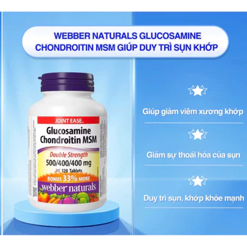 [SHOP MALL CHÍNH HÃNG ] Glucosamine Chondroitin MSM 500/400/400mg Double Strength 120 Viên