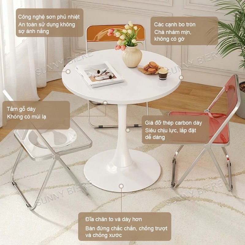 SUNNY Bàn tròn Tulip phong cách Bắc Âu hiện đại trang trí nhà cửa tối giản chất lượng cao