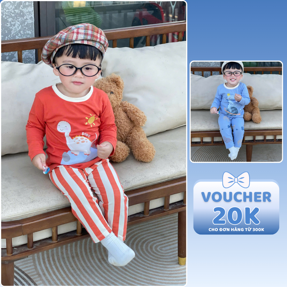 [À ƠI SHOP] B40- set 3 bộ dài tay phối cổ full khủng long- a100.233