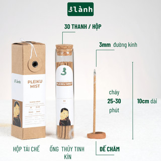 Nhang Thủ Công 3 Lành Hộp 30 Que Xông Thơm 100 % Tự Nhiên Không Hóa Chất Tặng Kèm Đế Chăm