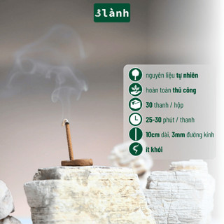 Nhang Thủ Công 3 Lành Hộp 30 Que Xông Thơm 100 % Tự Nhiên Không Hóa Chất Tặng Kèm Đế Chăm