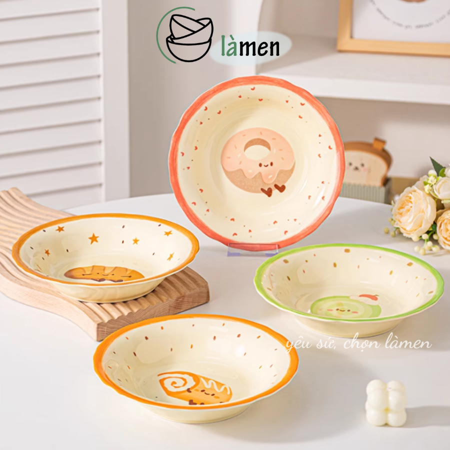 Đĩa Sứ Tráng Men Cao Cấp, Đĩa Sứ In Hình Dễ Thương SET020