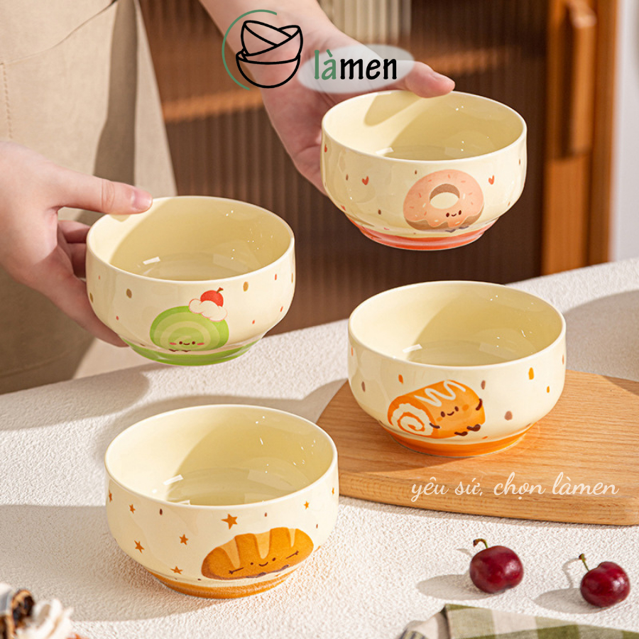 Bát Sứ In Hình Đáng Yêu, Bát Sứ Ăn Cơm, Bát Ăn Dặm Cho Bé SET020