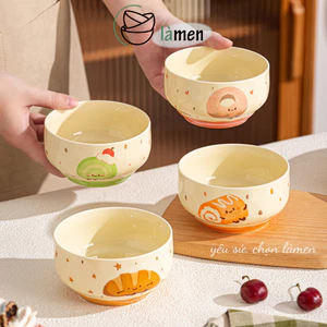 Bát Sứ In Hình Đáng Yêu, Bát Sứ Ăn Cơm, Bát Ăn Dặm Cho Bé SET020