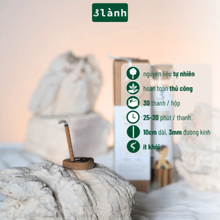 Nhang Thủ Công Đàn Hương 3 Lành Hộp 30 Que Xông Thơm 100 % Tự Nhiên Không Hóa Chất Tặng Kèm Đế Chăm