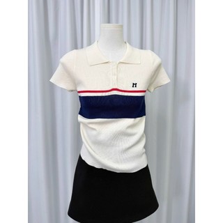 Áo Polo Len Viền Sọc Nữ Ngắn Tay Chất Len Mongtoghi Form Dáng Boxy Vừa Vặn Tôn Dáng Hàng Quảng Châu.
