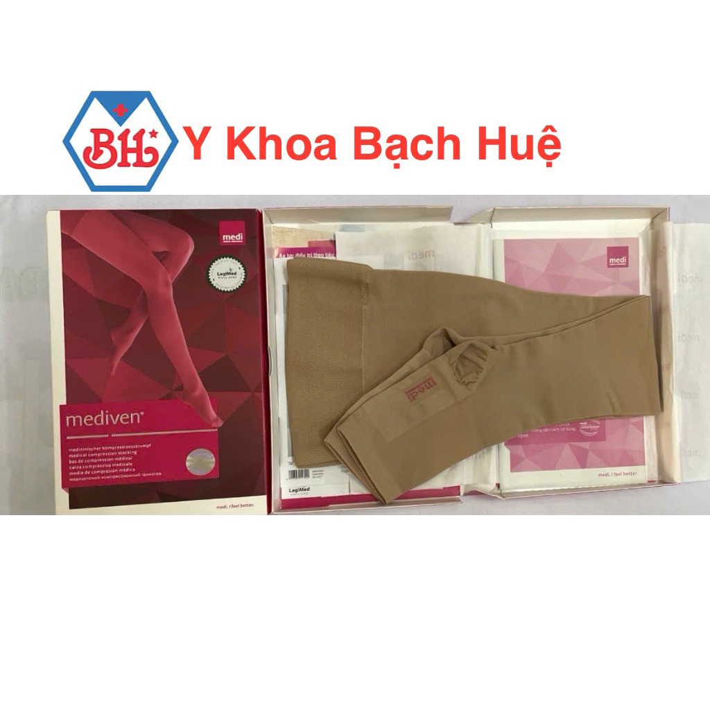 Vớ giãn tĩnh mạch Mediven dài tới đùi giúp giảm áp lực tuần hoàn chân , thoải mái đi lại.