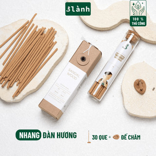 Nhang Thủ Công Đàn Hương 3 Lành Hộp 30 Que Xông Thơm 100 % Tự Nhiên Không Hóa Chất Tặng Kèm Đế Chăm