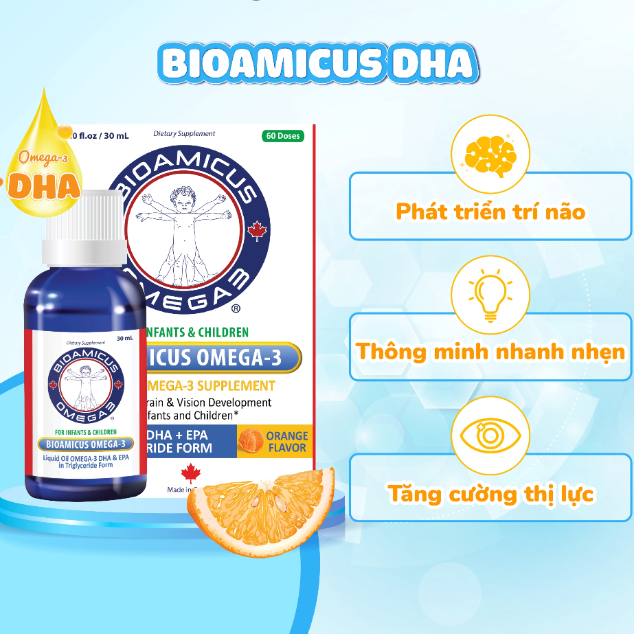 [✨BỔ NÃO CHO BÉ] Omega 3 DHA Bioamicus 30ml – Bổ Mắt & Não Cho Bé Từ 0 Tháng Tuổi SSĐT