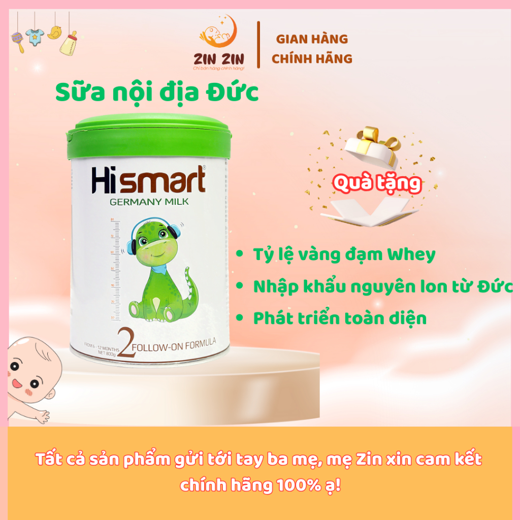 Sữa bột Hismart GerMany Milk Số 1,2,3,4 (800g)-Giúp bé Phát triển trí não,Chiều cao,Tăng cân Nhập khẩu nguyên lon từ Đức