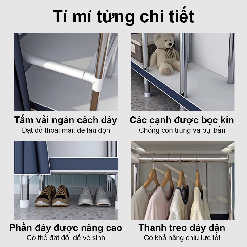 𝐎𝐥𝐢𝐟𝐞 Tủ Vải Khung Thép Titan Tủ Đựng Quần Áo Lắp Ráp Đa Năng Tủ Quần Áo Tiện Lợi